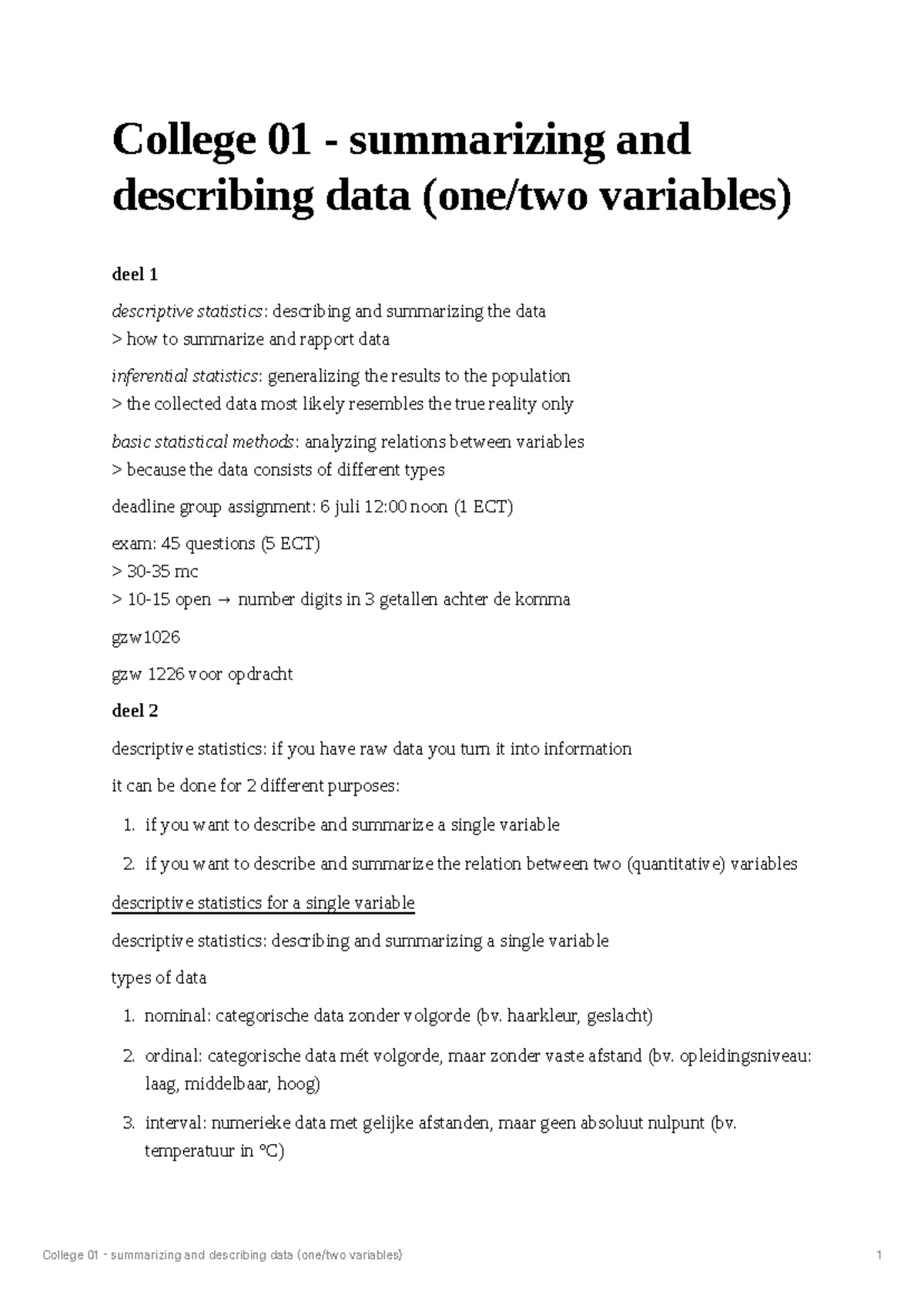 GZW1026 - College 01: Descriptive & Inferential Statistics Overview ...