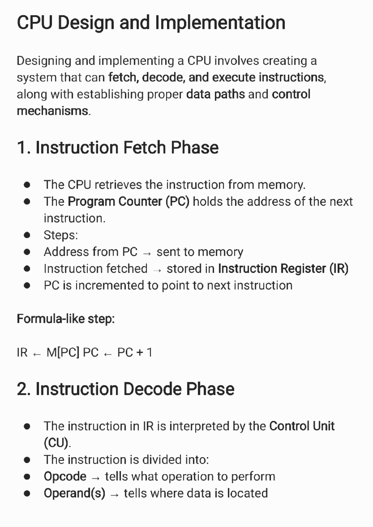CPU Design and Implementation: Lecture Notes for CA Course - Studocu
