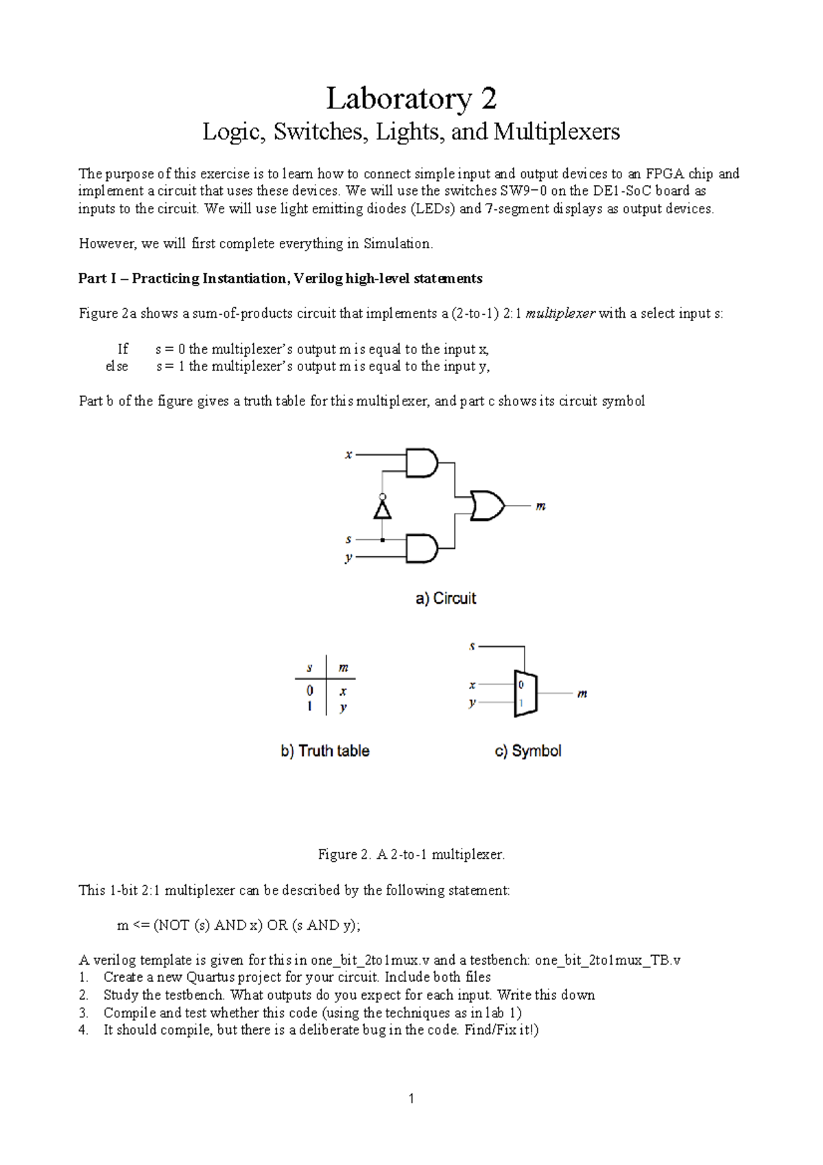LAB2 - Verilog Multiplexer and Decoder Implementation Lab Report - Studocu