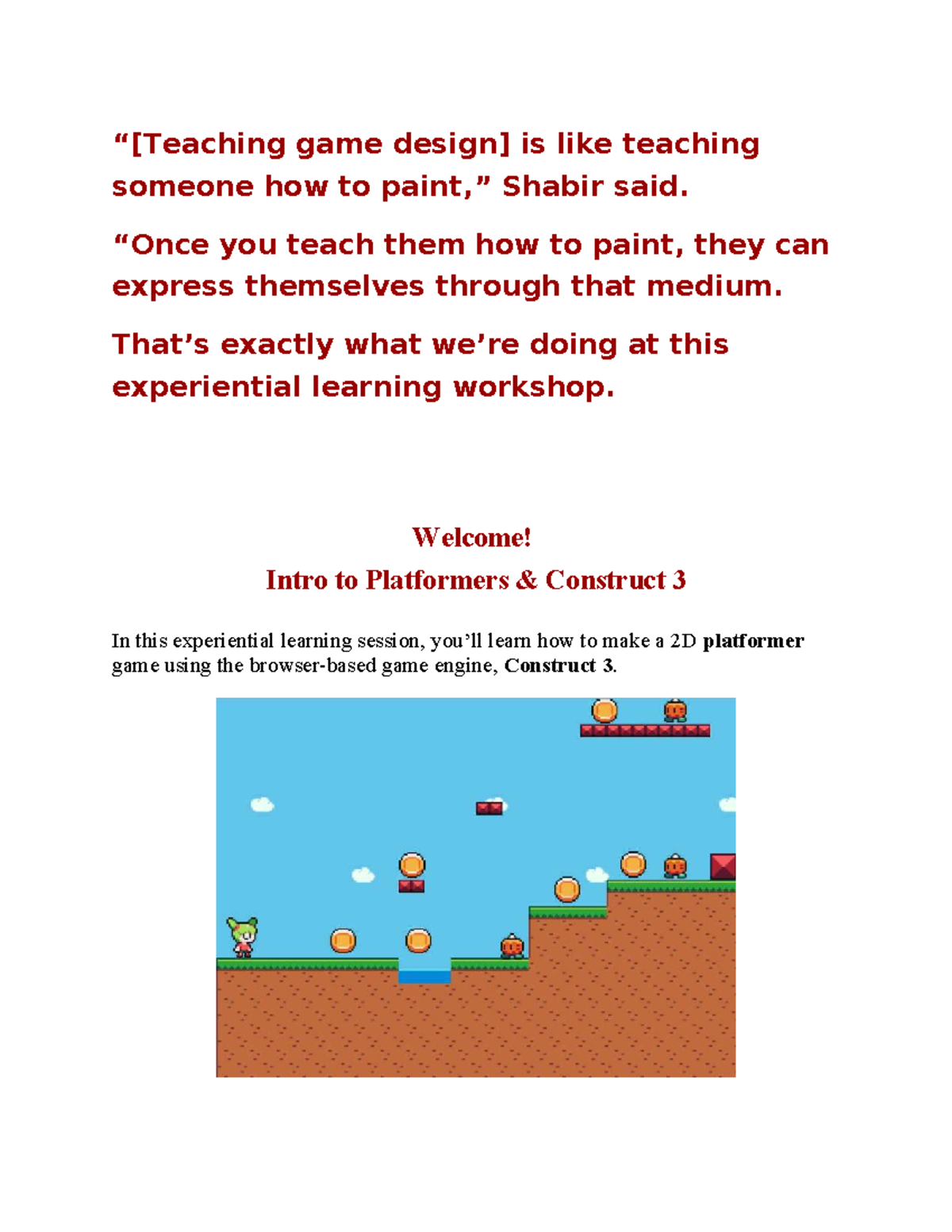 Welcome Lesson 1: Designing a Game in Construct 3 - Studocu