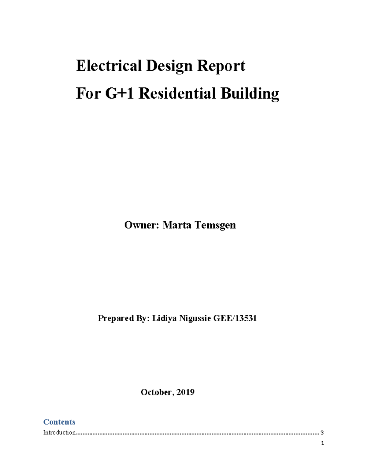 Electrical Design Report for Residential Building (ENG 516023225) - Studocu
