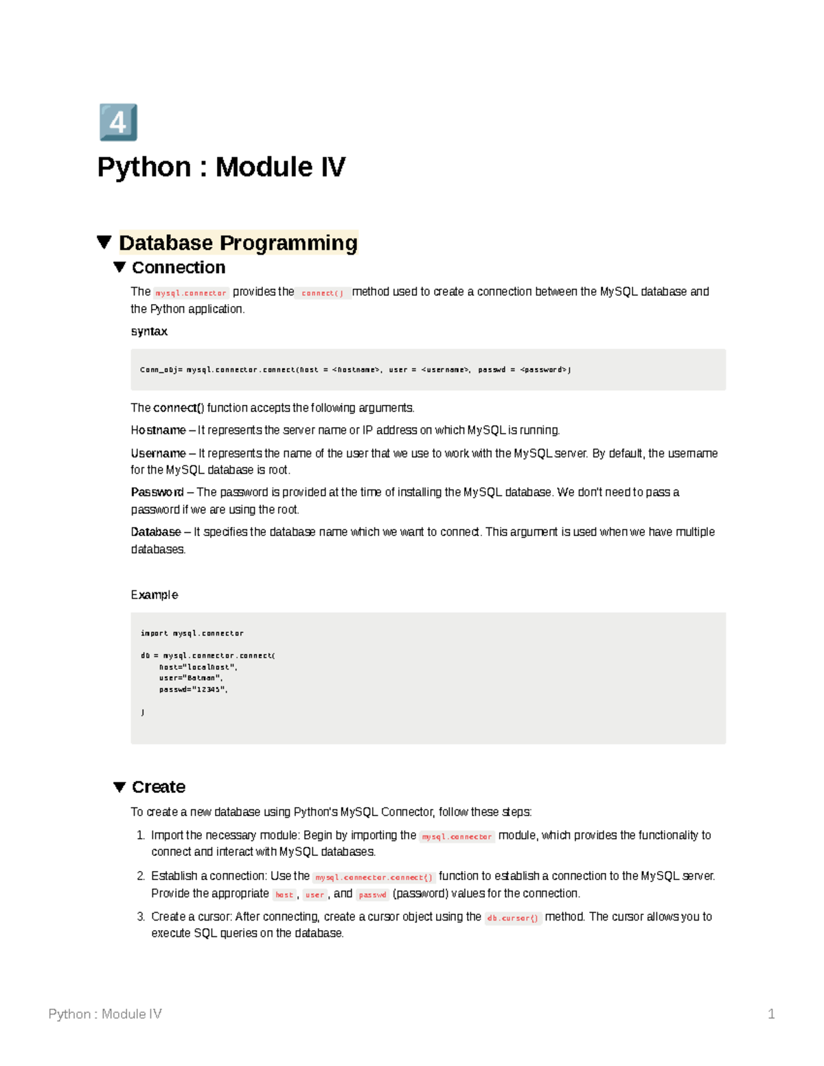Python Module IV: Database Programming and CGI Techniques - Studocu