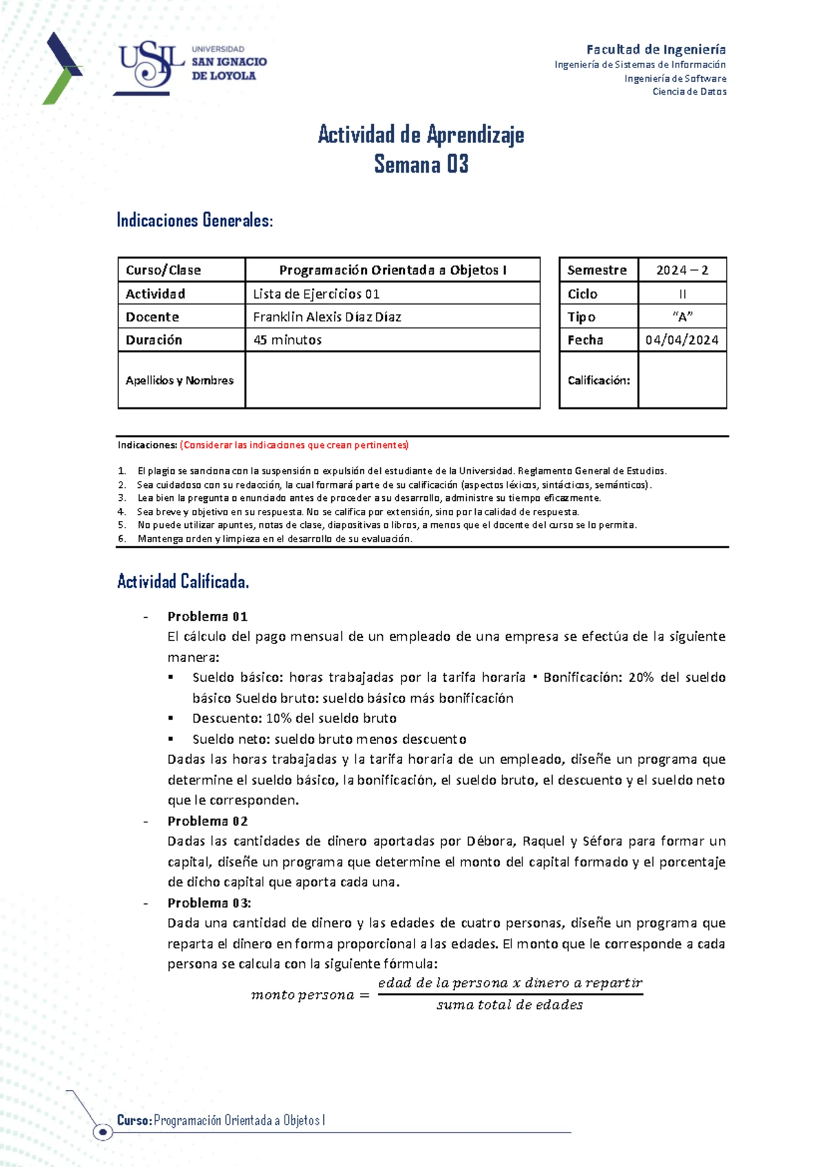[02-2] Actividad 01 - Programación Orientada a Objetos I - Studocu
