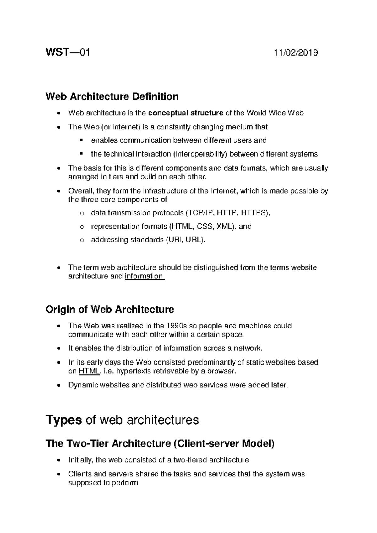Lec-1-Web Architecture - WST— 01 11/02/ Web Architecture Definition Web ...