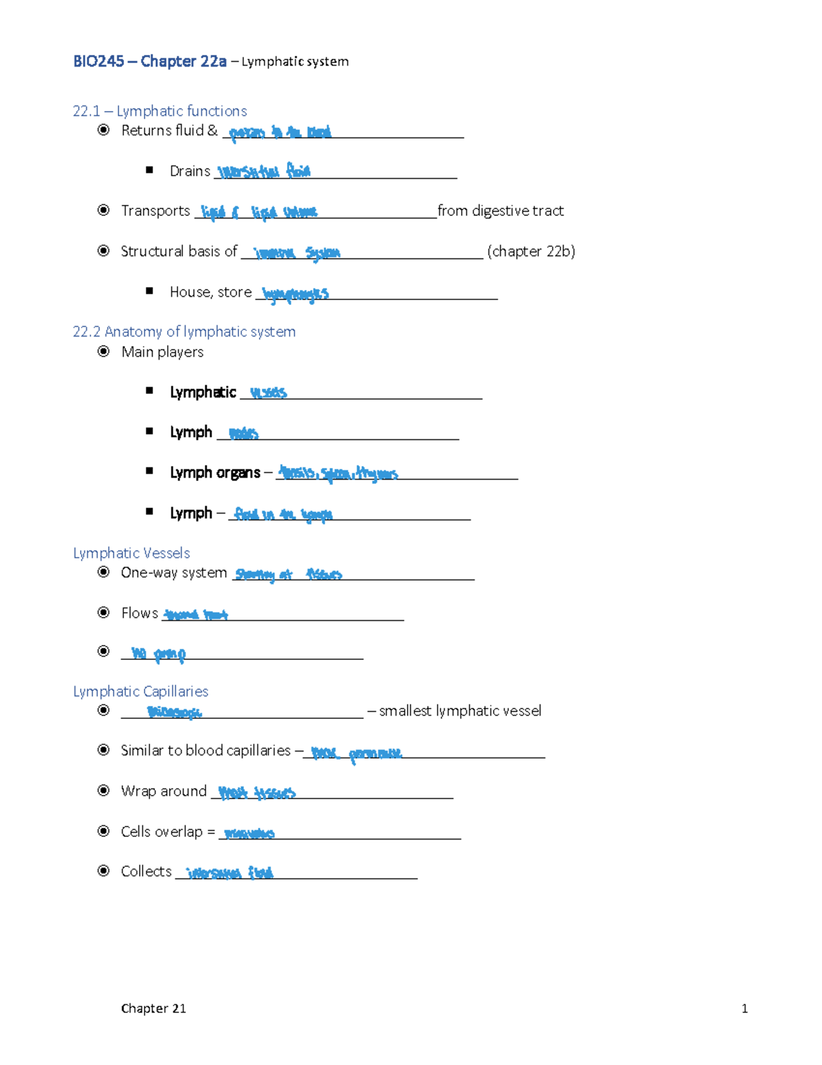 BIO245 – Chapter 22a: Overview of the Lymphatic System - 22 – Lymphatic ...