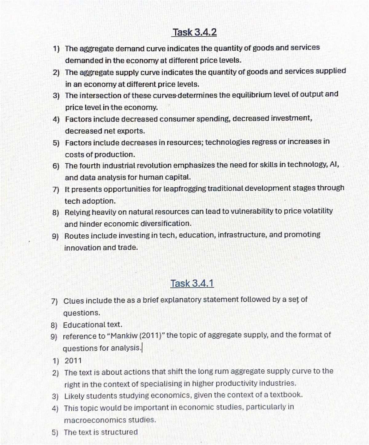 Task 3.4: Aggregate Demand and Supply Analysis - Econ 101 - Studocu