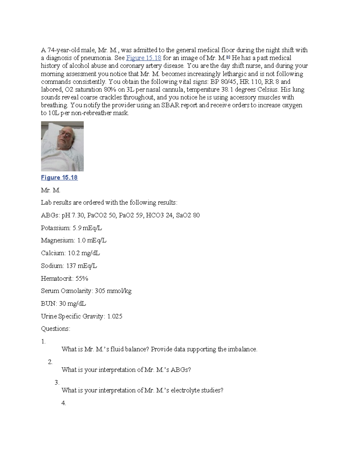 CASE Study: Fluid & Electrolyte Imbalance in Pneumonia Patient - Studocu