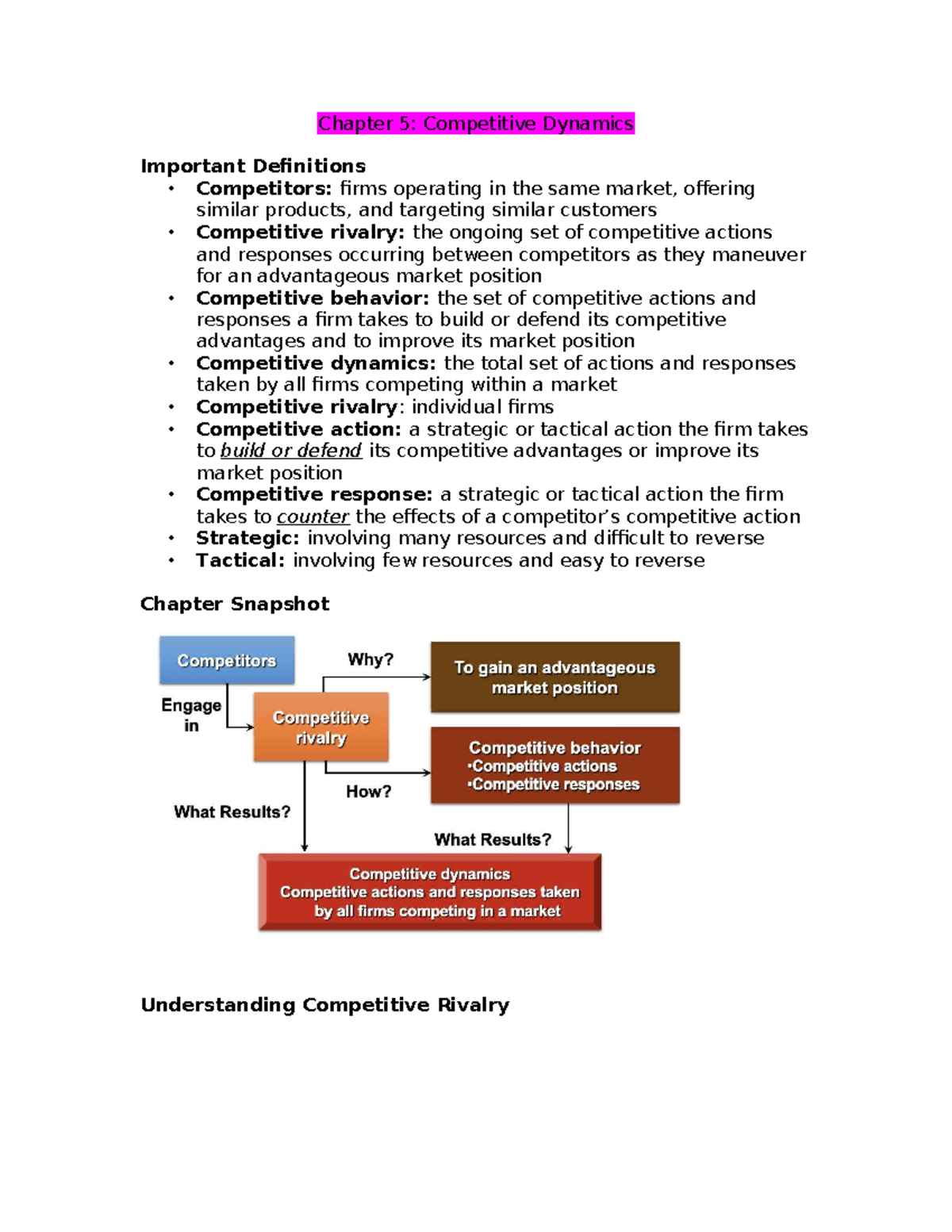 Chapter 5: Competitive Dynamics - Key Concepts and Definitions - Studocu