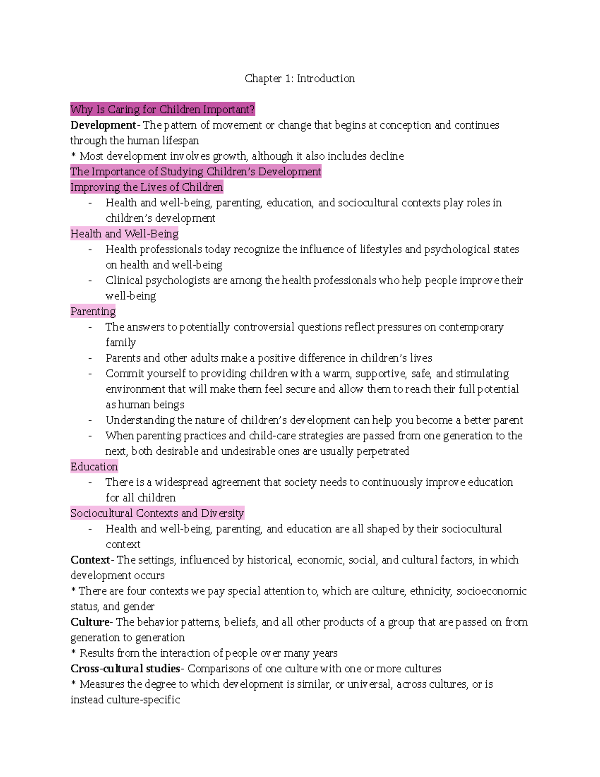 Child Development Overview: Key Concepts and Theories (Chapter 1) - Studocu