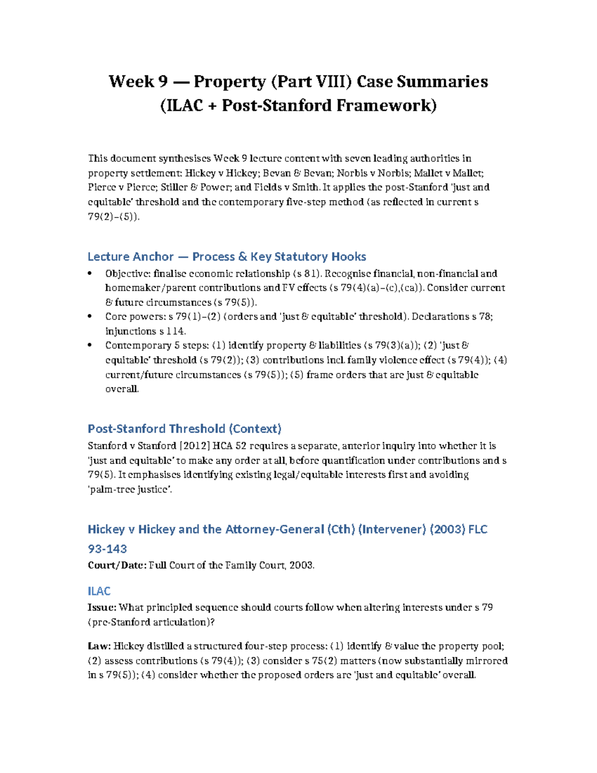 Week 9 Property (ILAC) Case Summaries: Key Insights and Methodologies ...