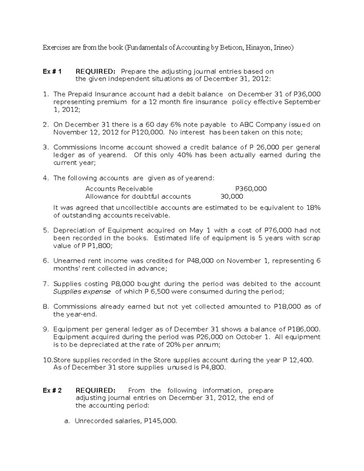 477148047 Adjusting Journal Entry Exercises - Accounting Fundamentals ...