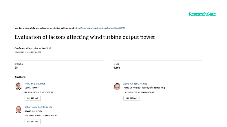 Evaluation of Factors Affecting Wind Turbine Output Power (ENG 101 ...