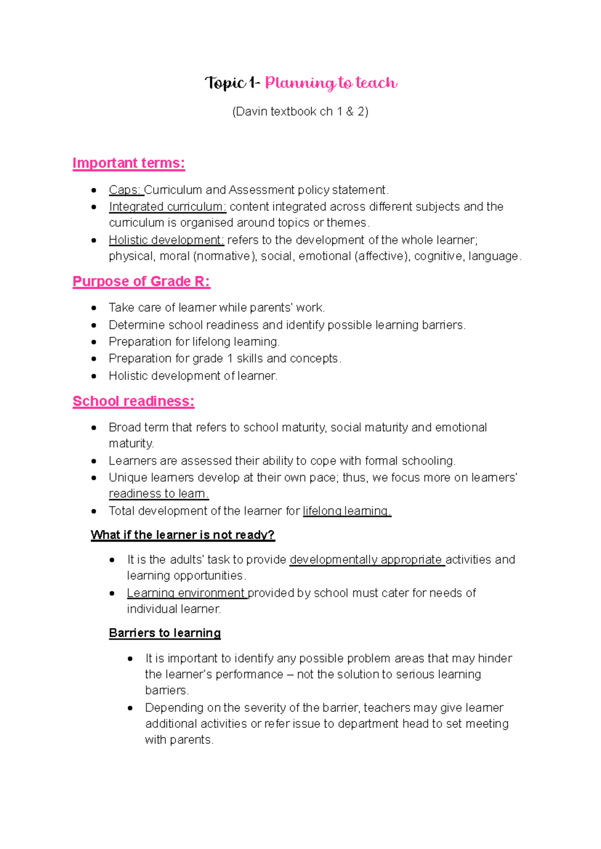 Grade R Teaching: Strategies for Developmental Readiness (Davin) - Studocu