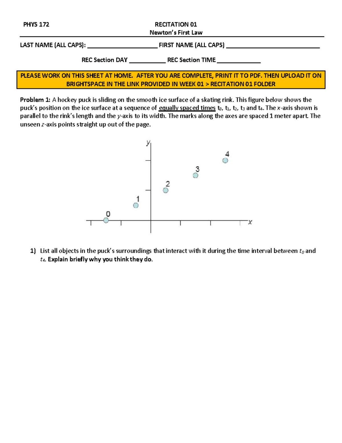 PHYS 172 RECITATION 01: Notes on First Law and Motion Concepts - Studocu