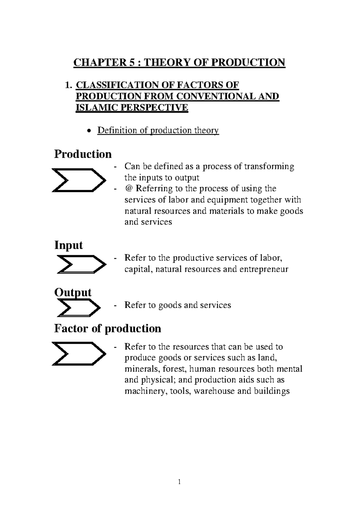 CHAPTER 5: THEORY OF PRODUCTION - CLASSIFICATION OF FACTORS - Studocu