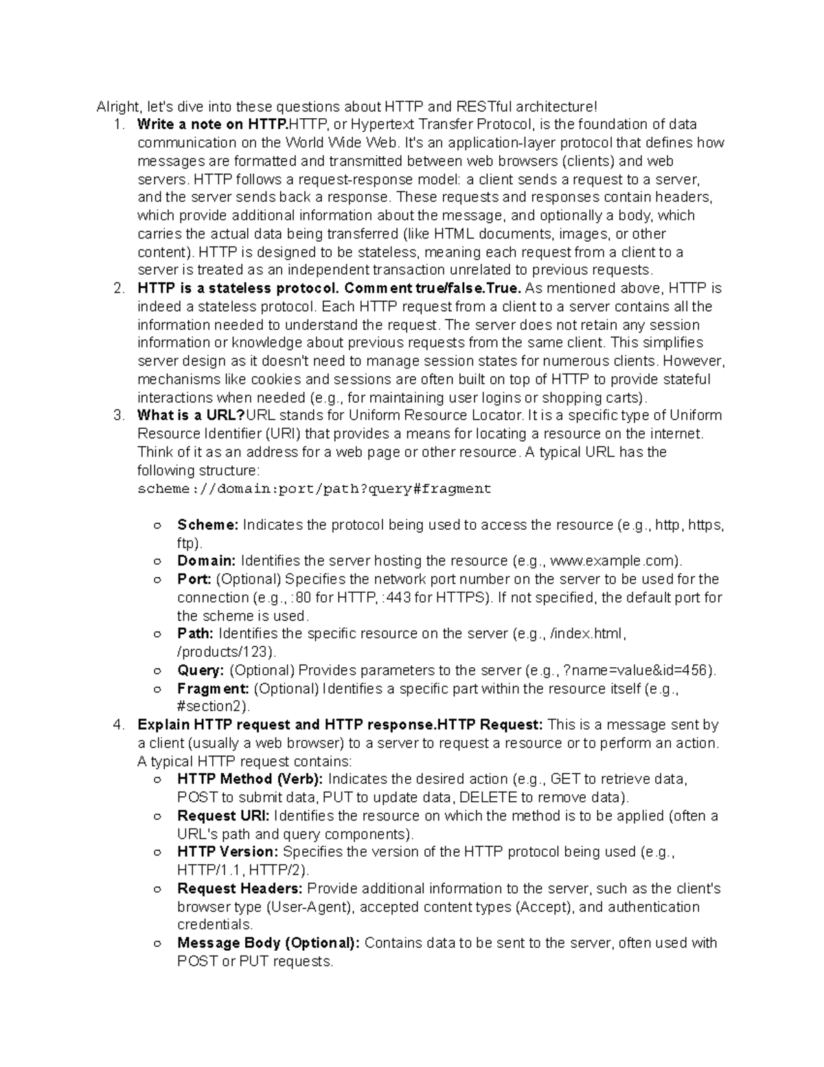 Unit5 - BSc Notes: Understanding HTTP and RESTful Architecture - Studocu