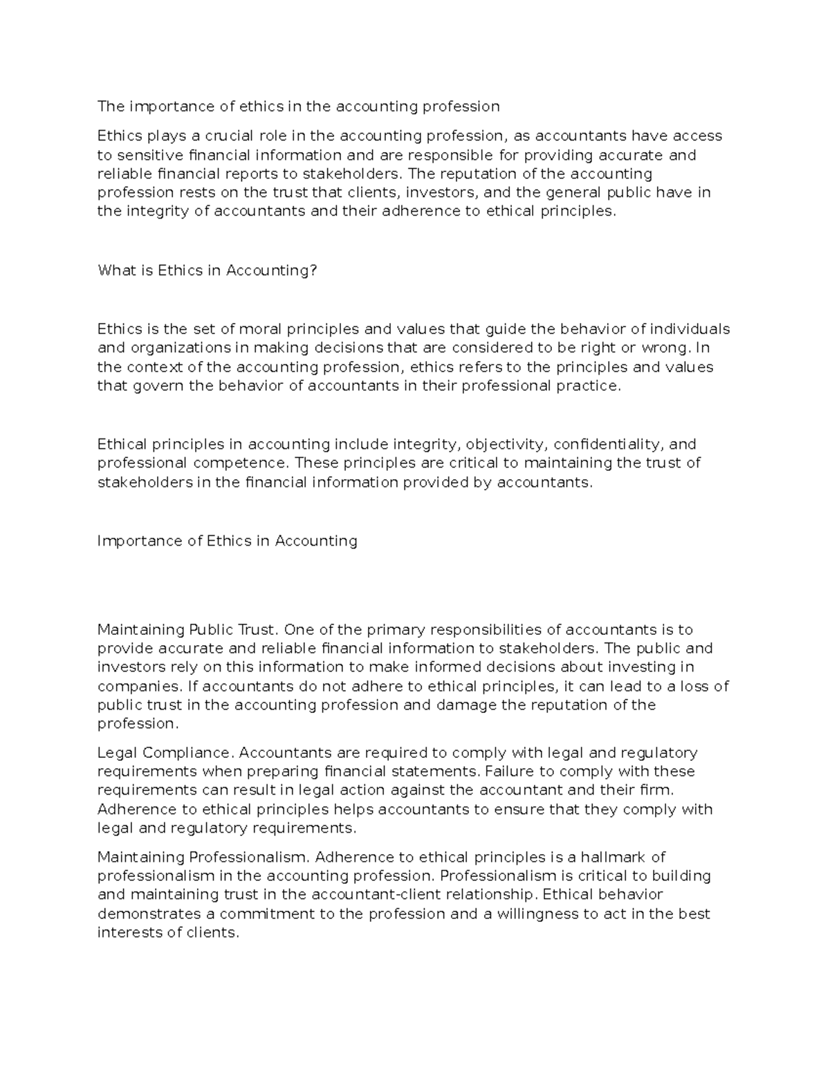 The importance of ethics in the accounting profession - The reputation ...