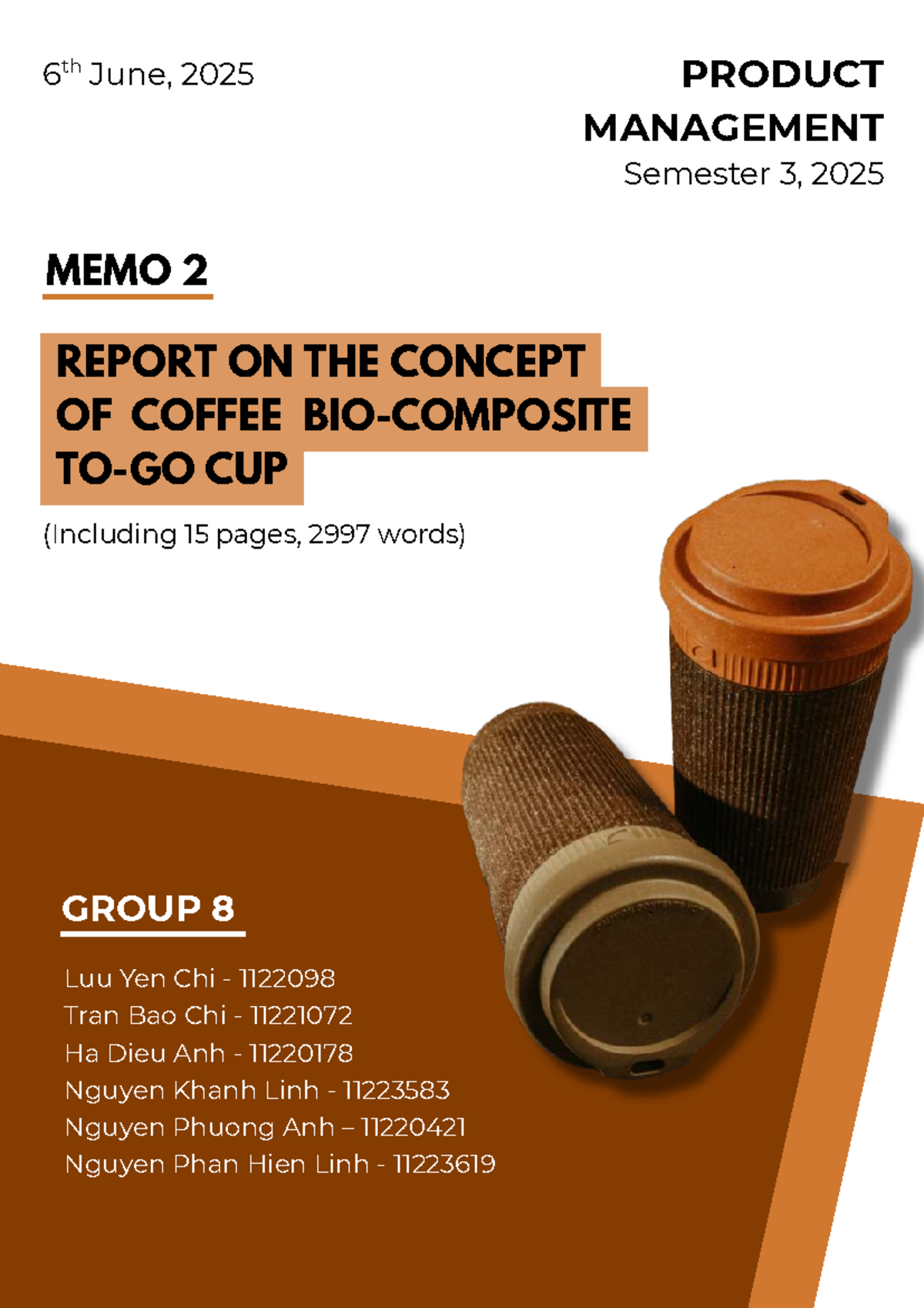 MEMO 2 Report on Coffee Cup Concept - Product Management (Sem 3, 2025 ...