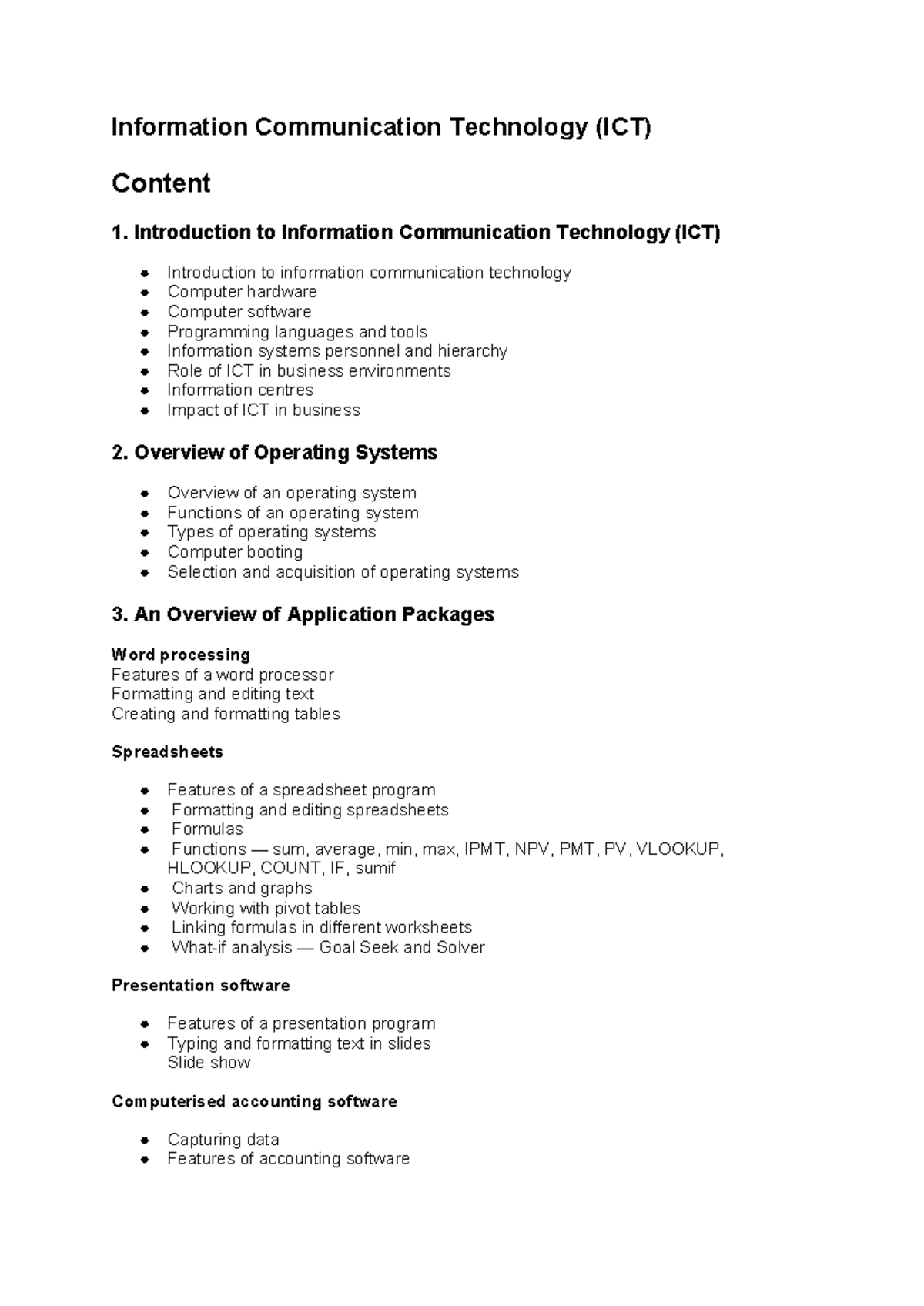 ICT 101: Introduction to Information Communication Technology Overview ...