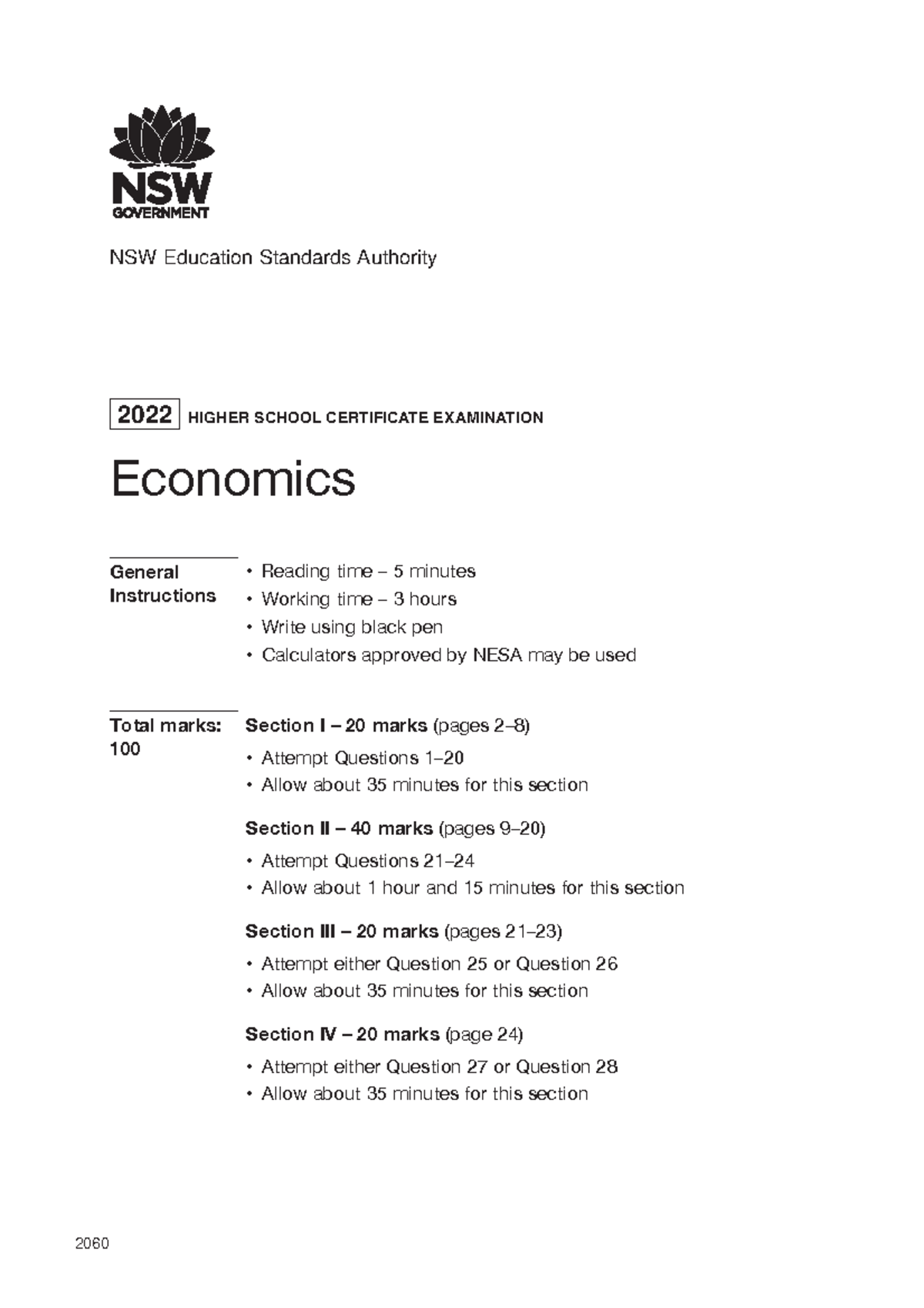 2022 HSC Economics Exam Paper - Comprehensive Study Guide - Studocu
