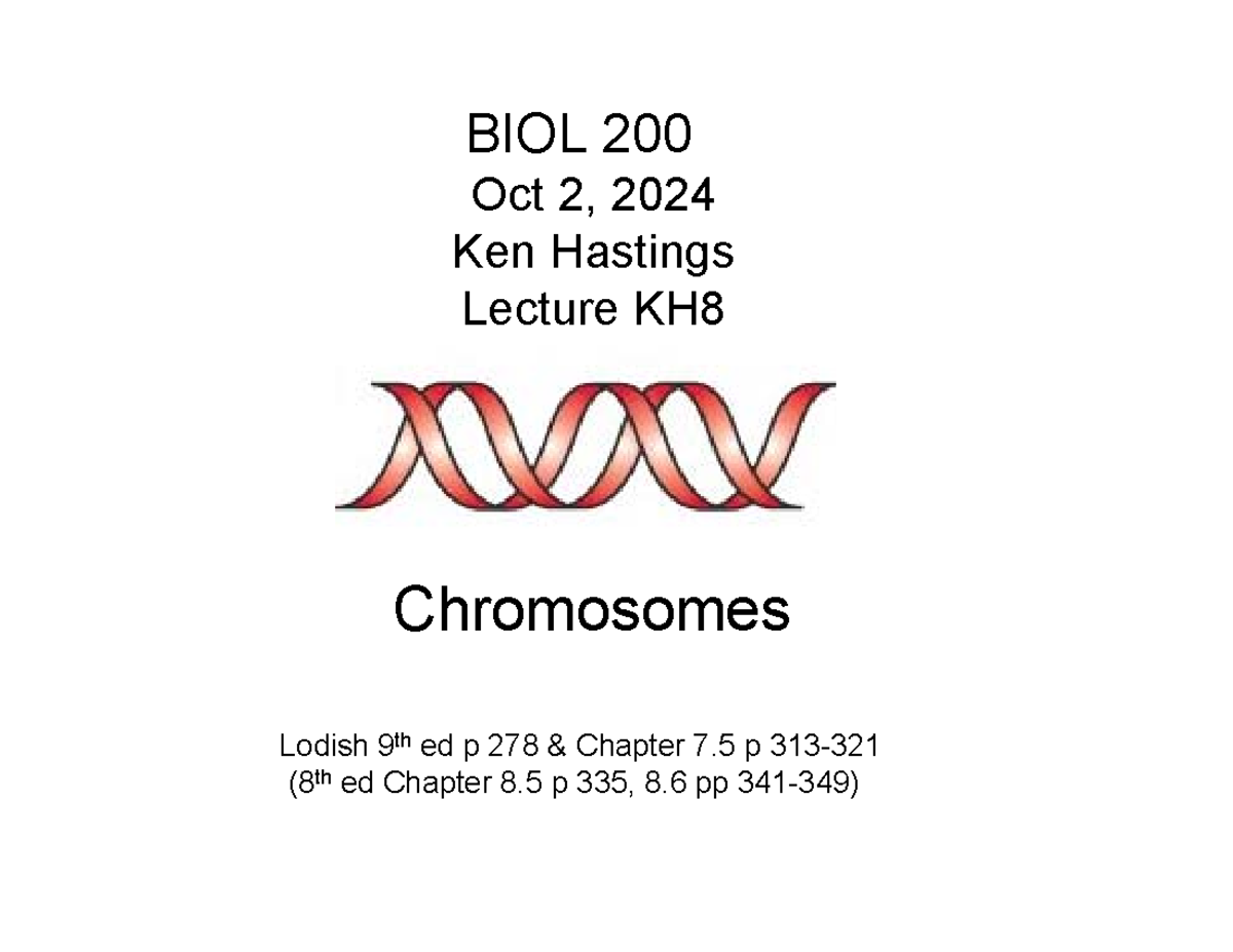 BIOL 200 Lecture Notes: Chromosomes and Chromatin Structure - Studocu