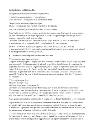 Chapitre 4 - notes de cours - Chapitre 4 : les acteurs de la justice ...