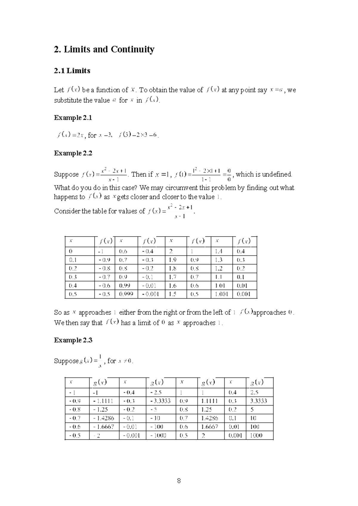 Chapter 2 LImits and Continuity - 2. Limits and Continuity 2 Limits Let ...