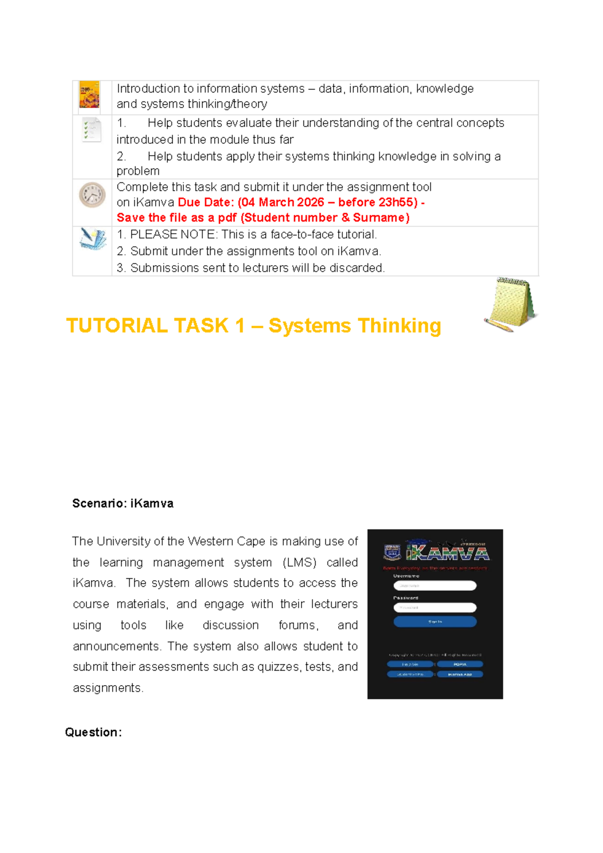 Tutorial 1: Systems Thinking in iKamva LMS (2026) - Studocu