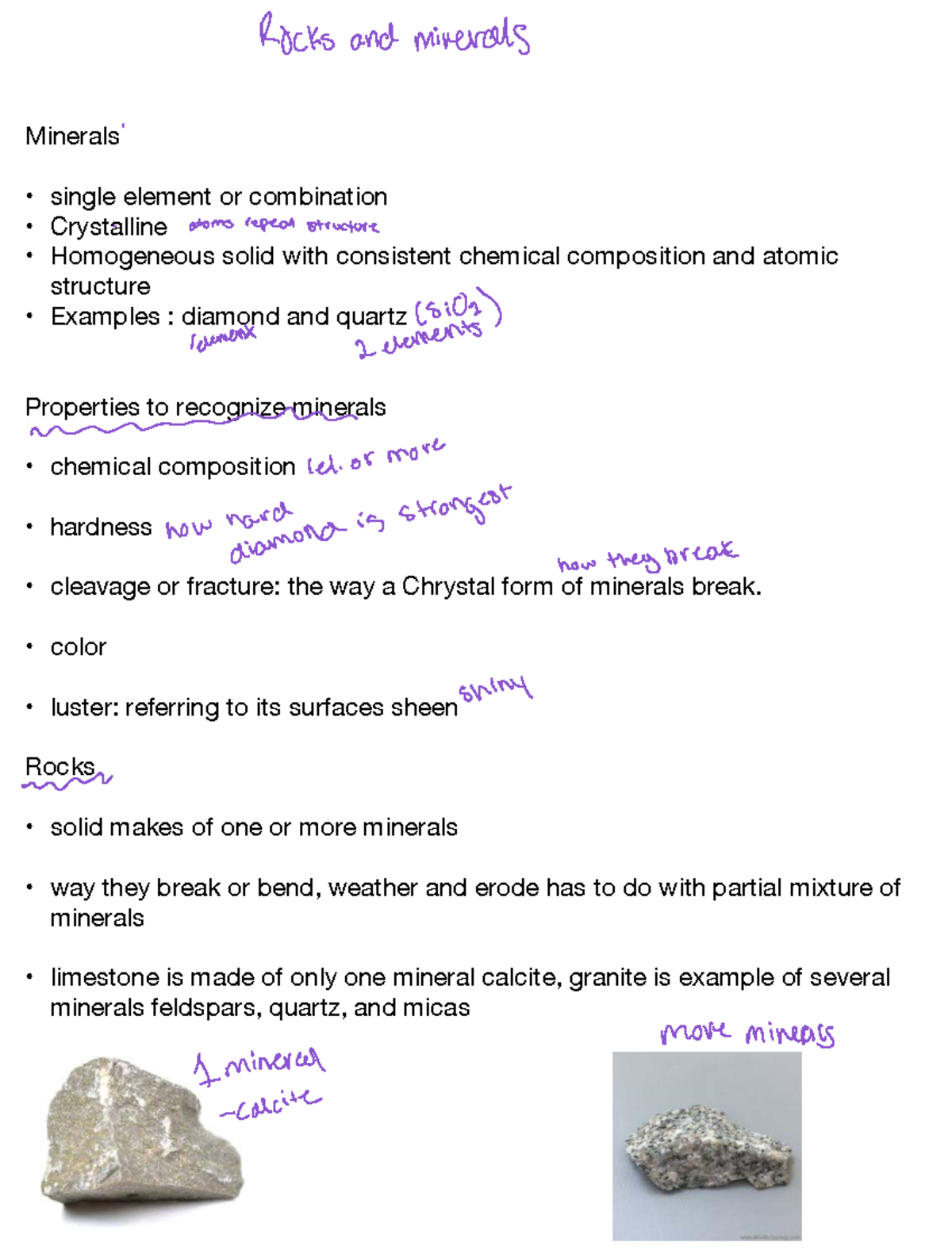 Rocks and Minerals Overview: Week 8 Notes for Geology 8.02 - Studocu