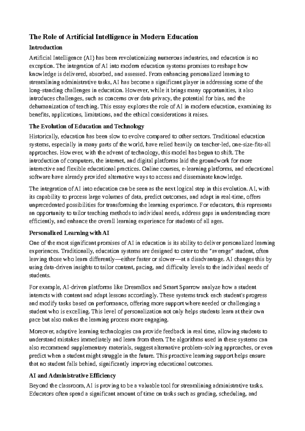 The Role of AI in Modern Education: Impacts and Innovations (EDU 101 ...