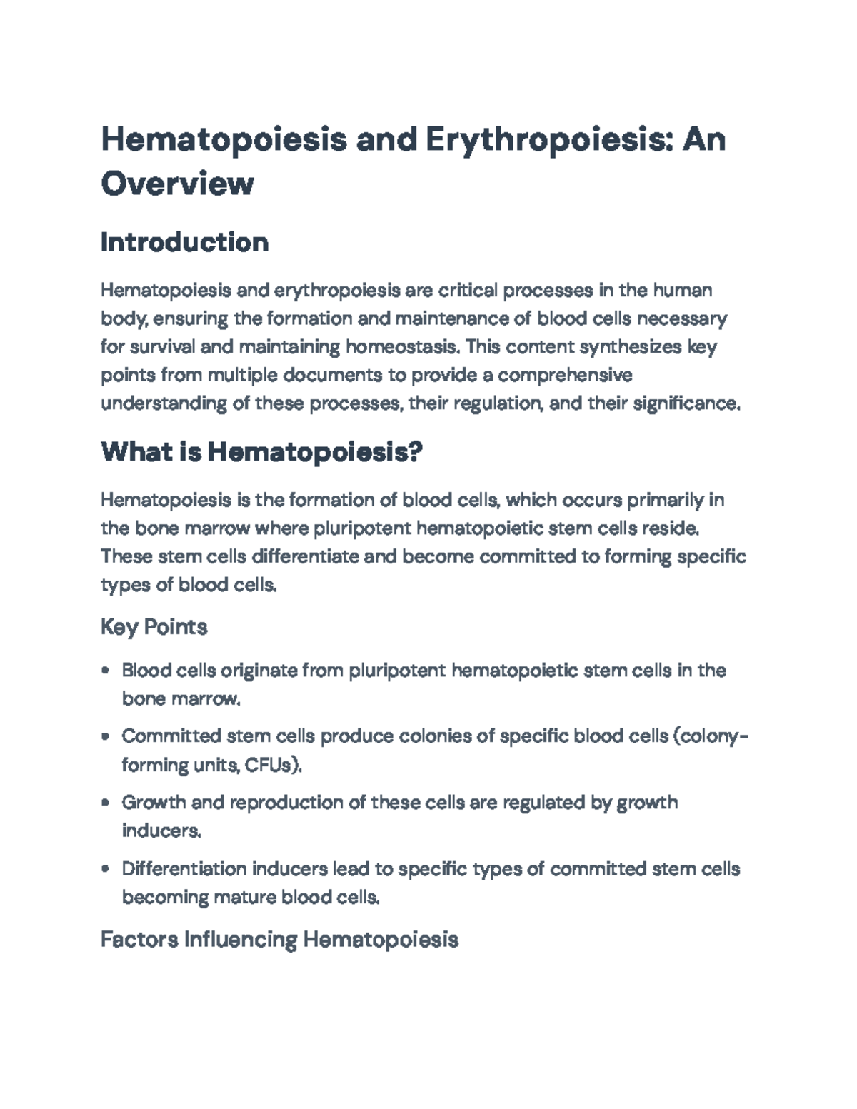 Hematopoiesis and Erythropoiesis Overview: Processes and Significance ...