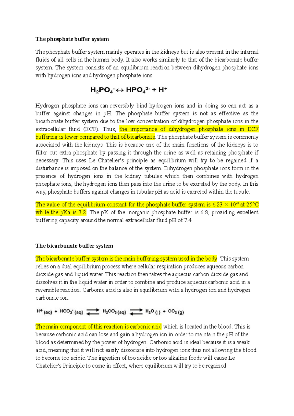 Buffer system - Null - The phosphate buffer system The phosphate buffer ...