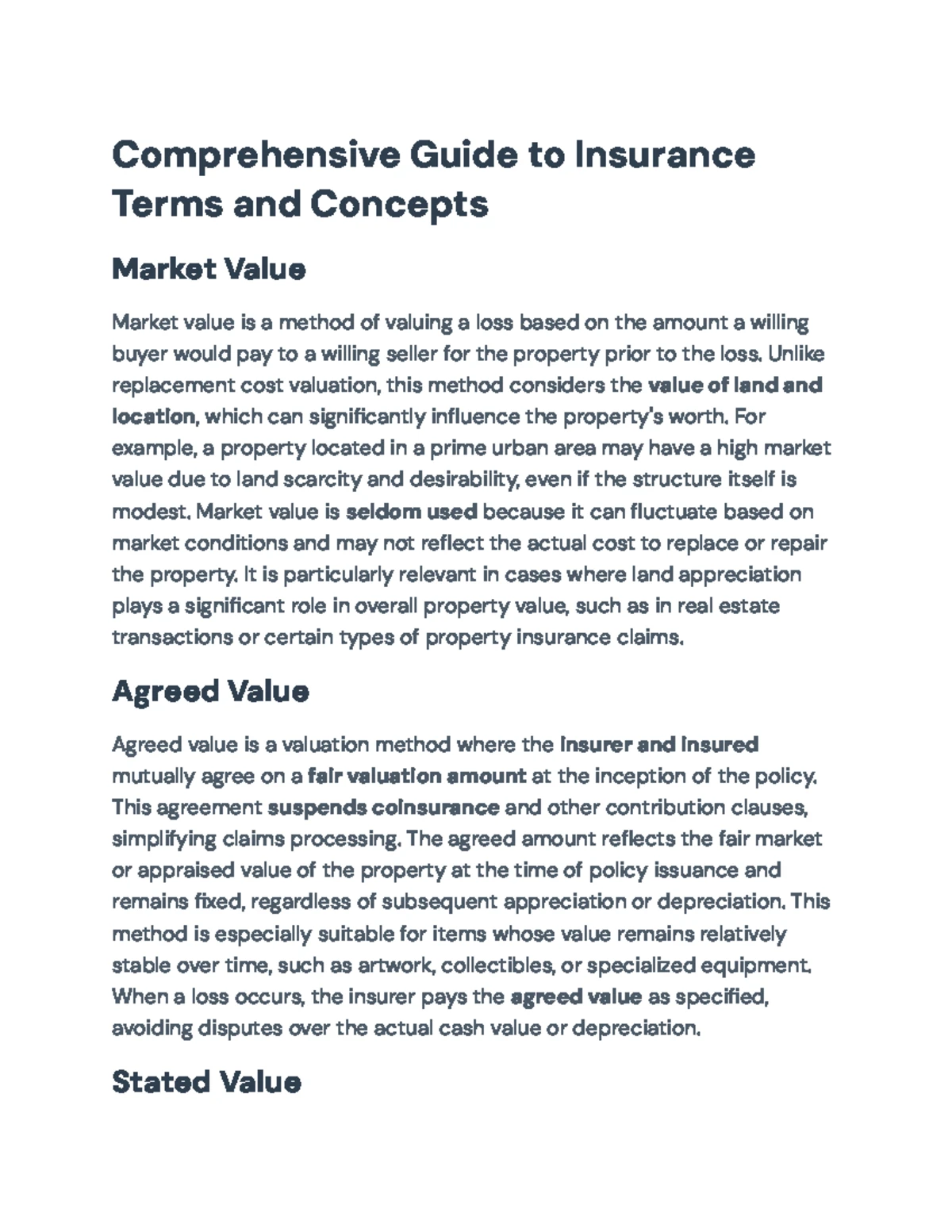 ABC 101 Final Exam Study Guide: Insurance Terms & Deductibles Overview ...