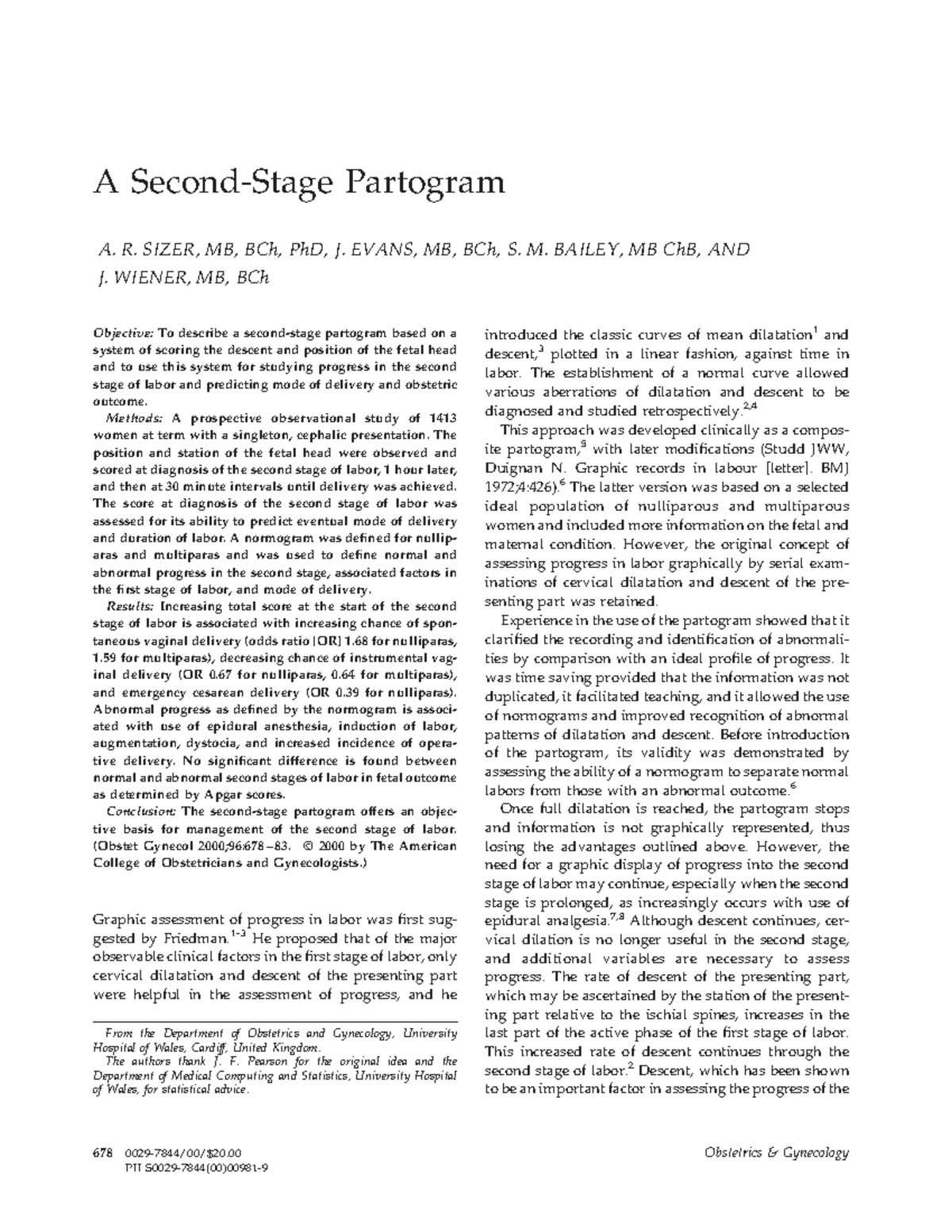 Second Stage Partogram Assessment: Predicting Delivery Outcomes - Studocu