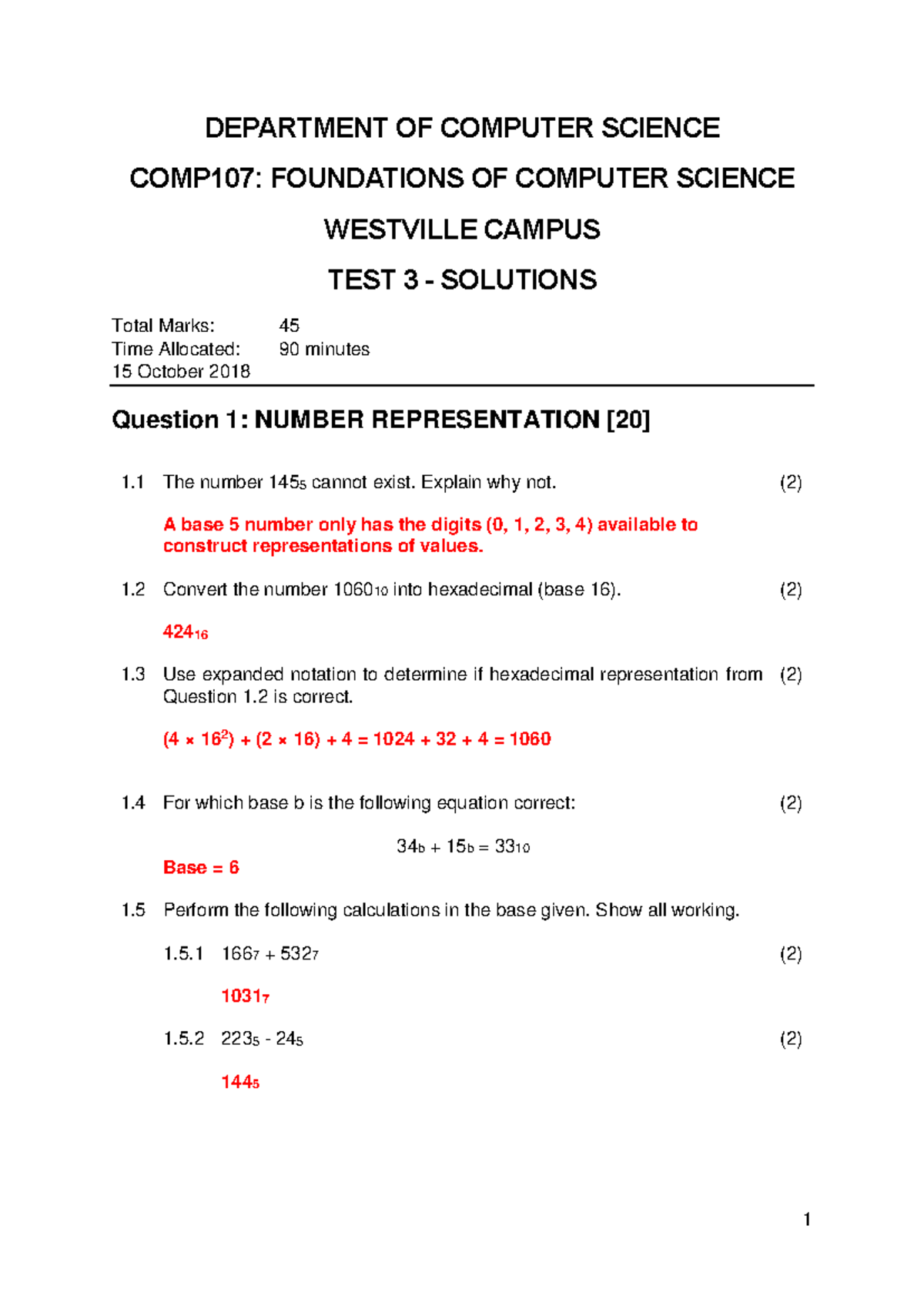 COMP107 Test 3 Solutions: Proofs, Quantified Logic & Number Systems ...