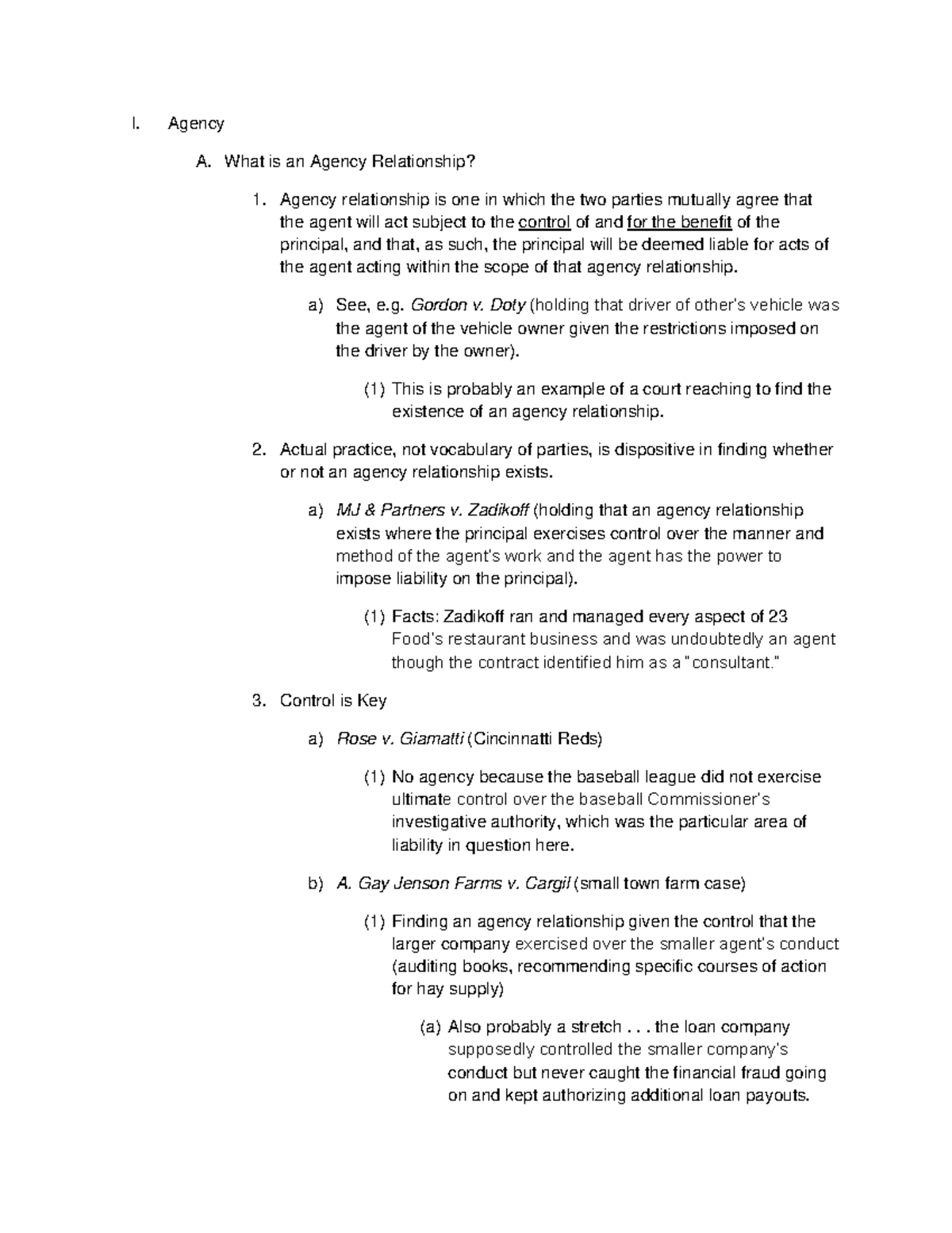 Agency Relationship Overview and Principles F21 - Studocu