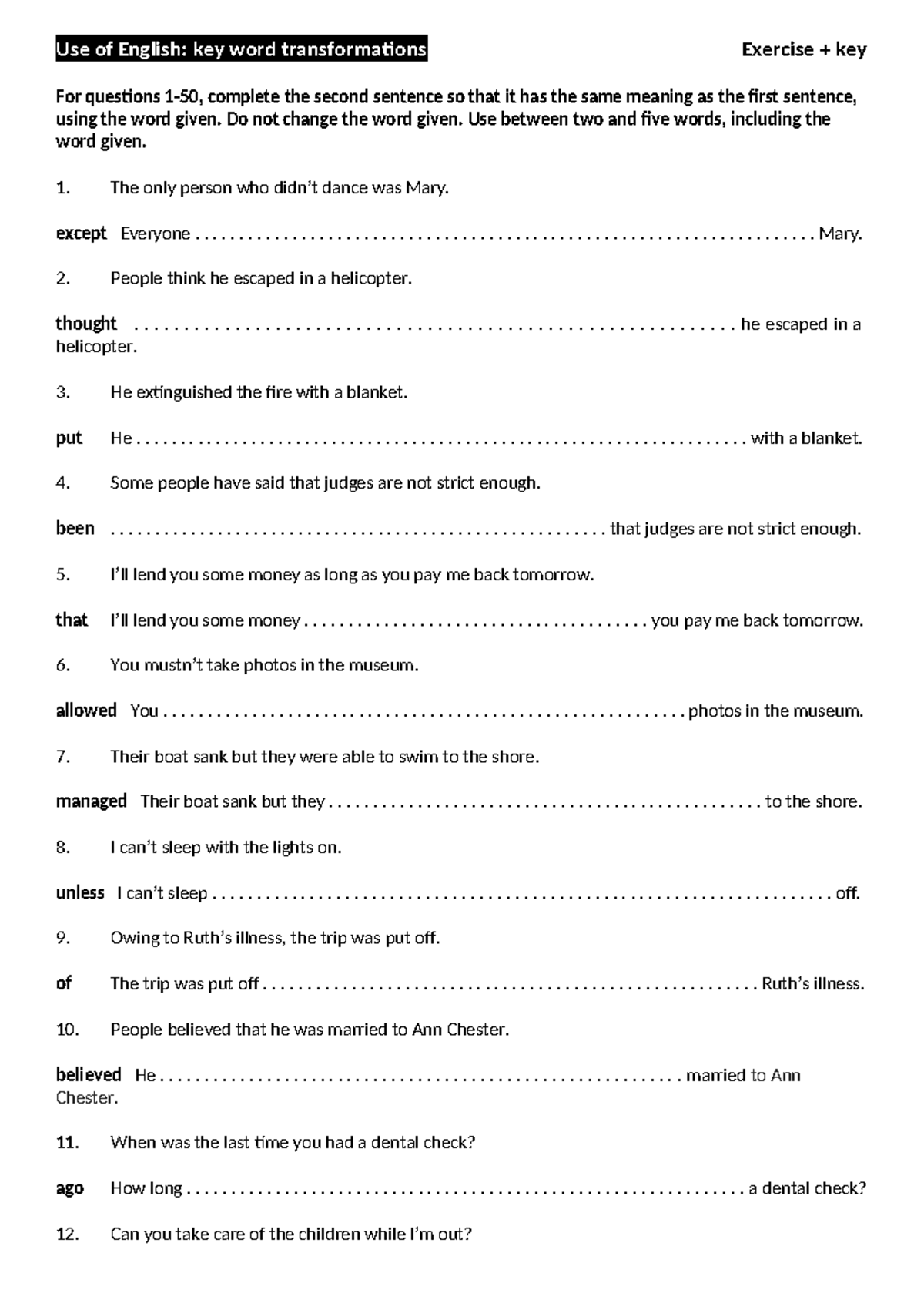Key-word-transformations-key-1 49342 - Use of English: key word ...