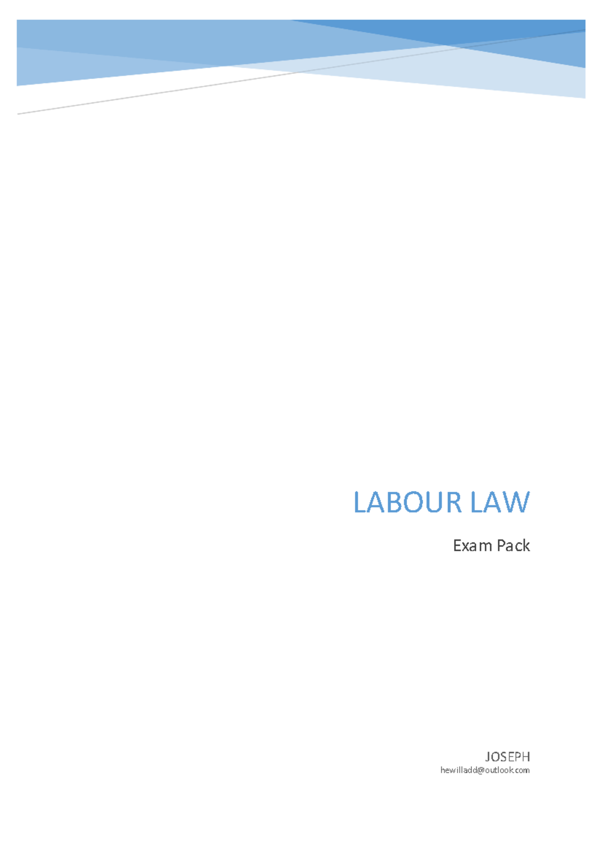 MRL3702 Exam Pack - Labour Law Notes for Oct/Nov 2015 - Studocu
