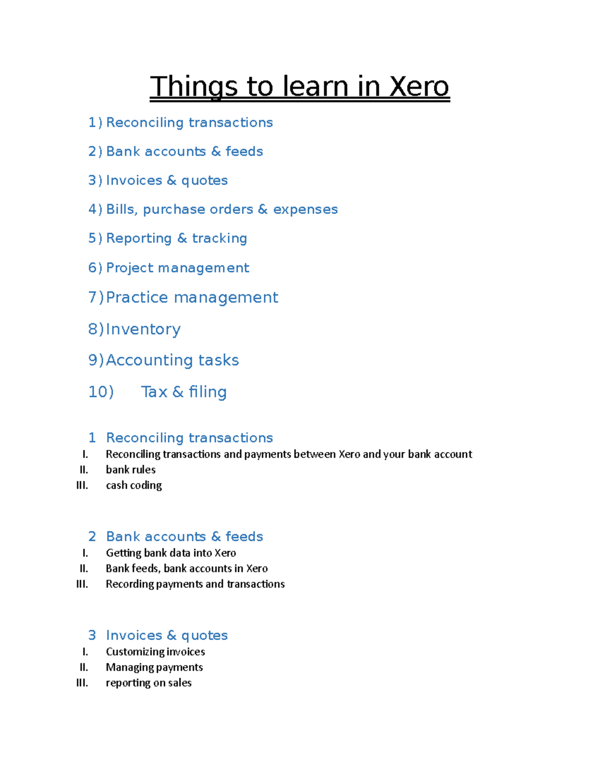 Xero Learning Guide: Key Concepts & Features for Mastery - Studocu