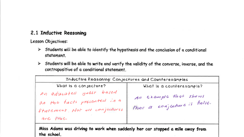 2.1, 2.2, & 2.3 Inductive Reasoning & Conditional Statements Notes ...