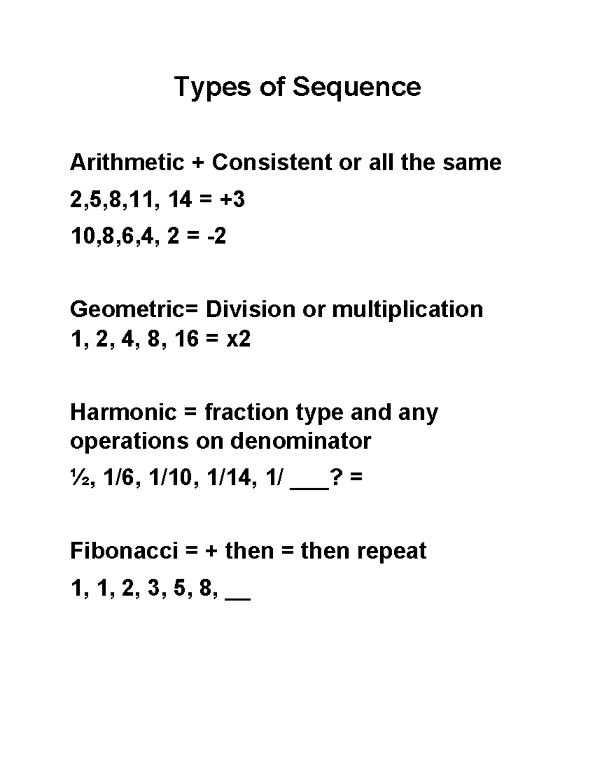 Types of Sequence - CSE REVIEW - BS Psychology - Types of Sequence ...