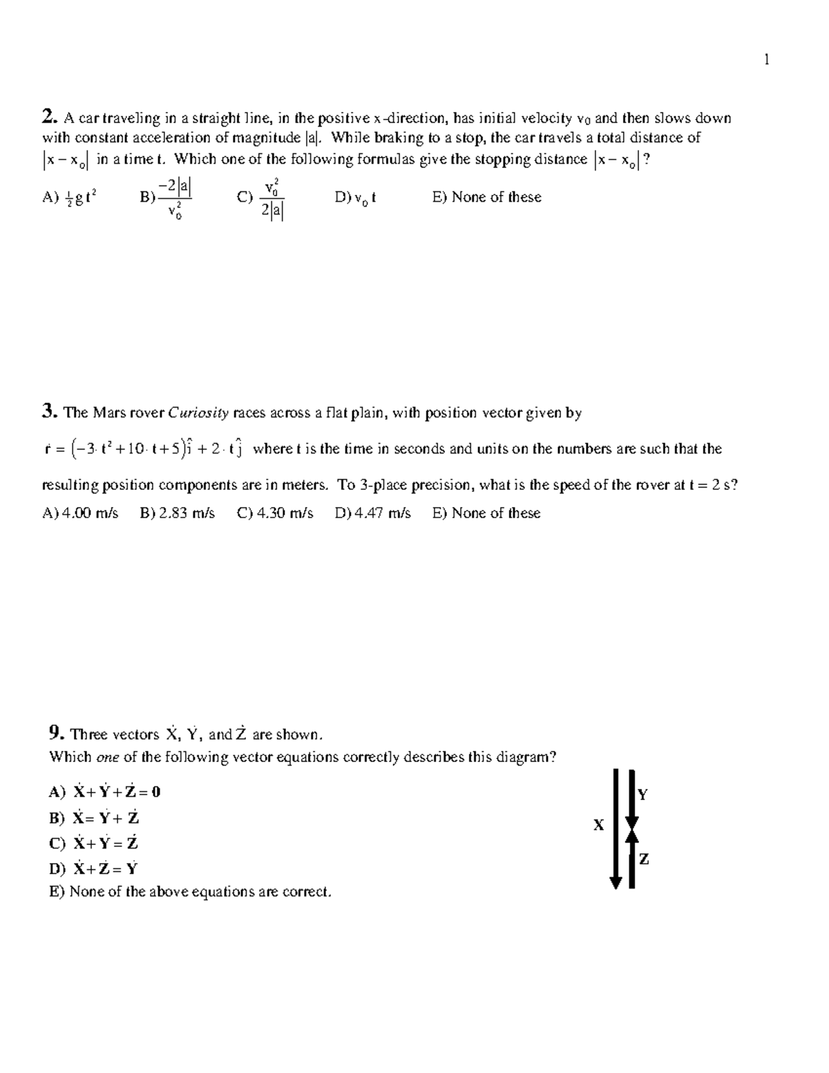 Physics 2211K Practice Exam 1: Questions and Solutions - Studocu