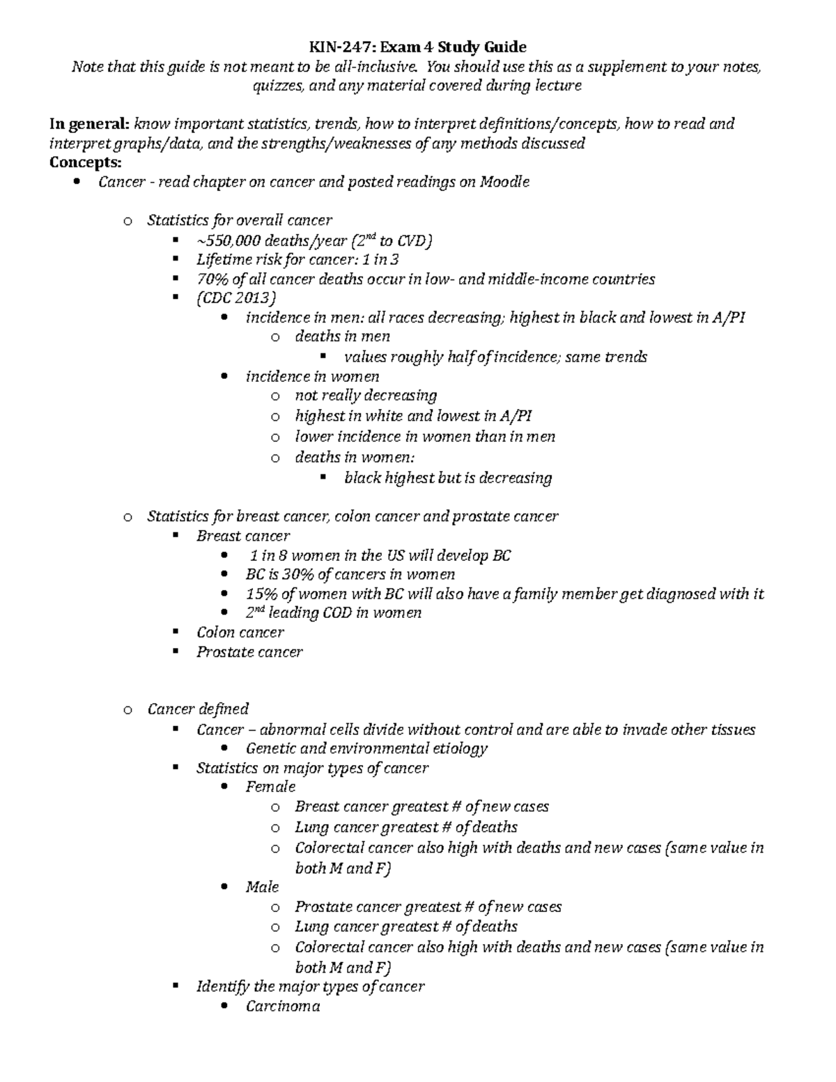 Final Exam Study Guide: Key Topics in Kinesiology (KINES100) - Studocu
