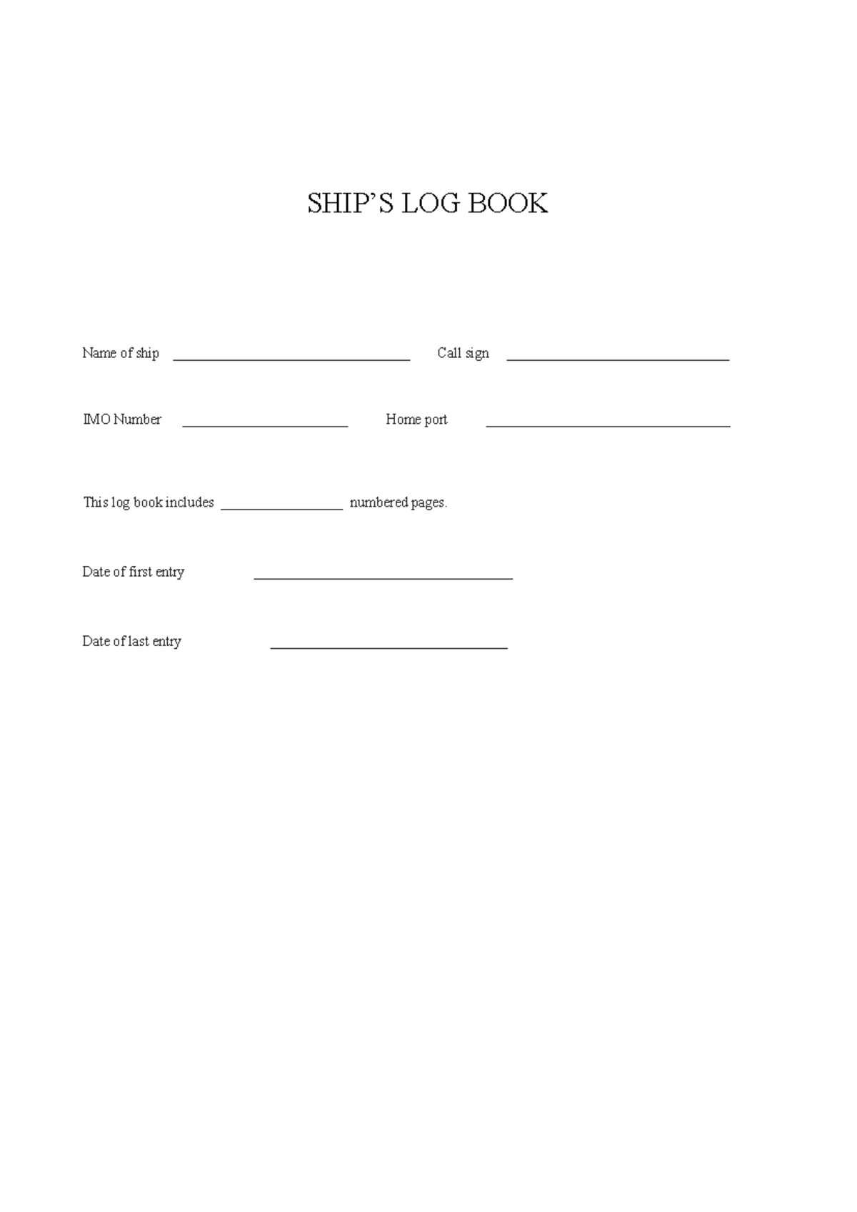 MU6109e Log Book for Ship Operations and Drills - Studocu