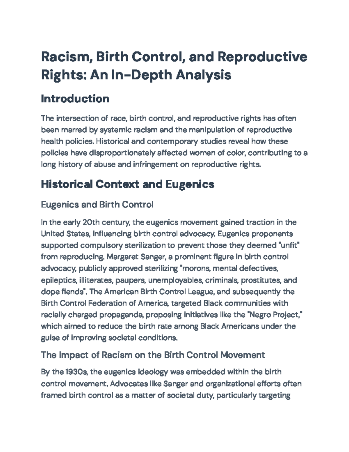 Racism, Birth Control & Reproductive Rights: Historical Insights ...