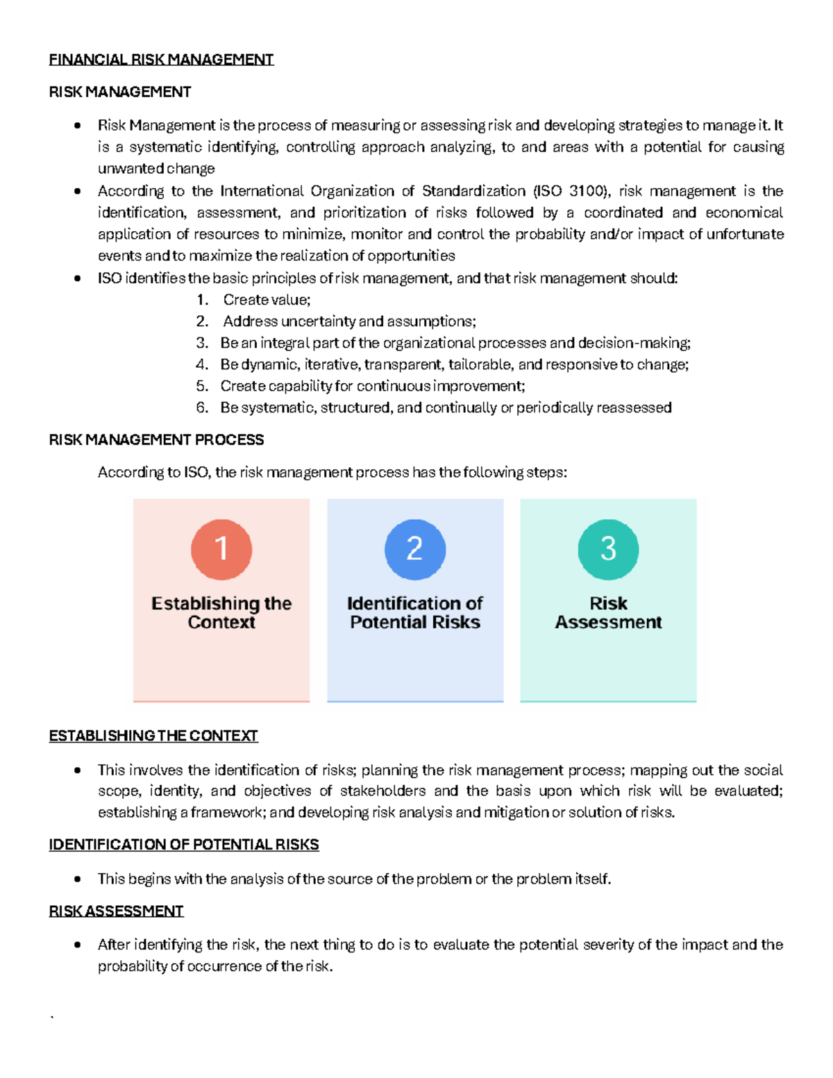 Valuation week 1-3 - notes - FINANCIAL RISK MANAGEMENT RISK MANAGEMENT ...