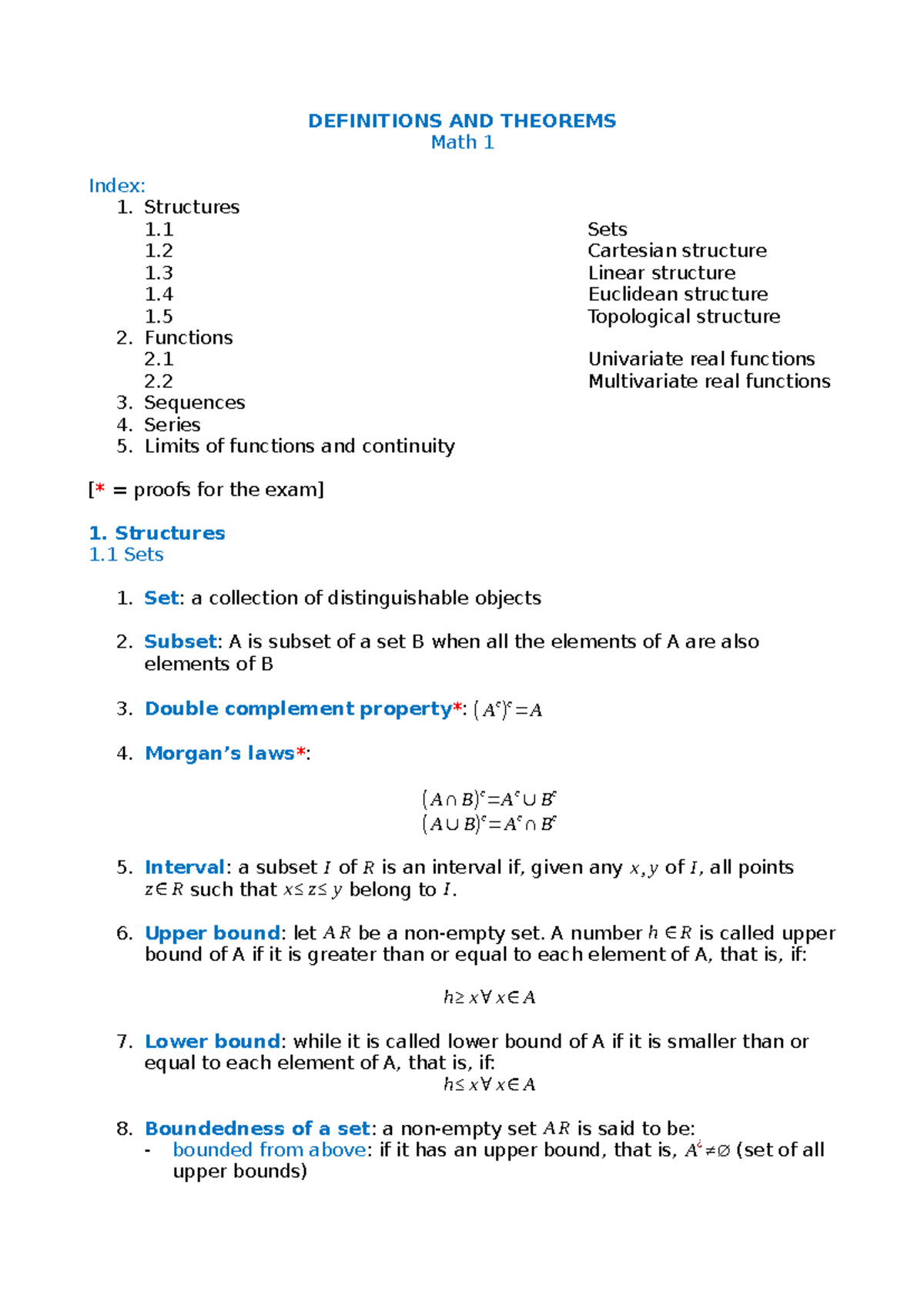 1st partial definitions - DEFINITIONS AND THEOREMS Math 1 Index ...
