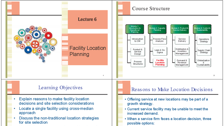 Lecture 06: Operational Planning & Facility Location Strategies - Studocu