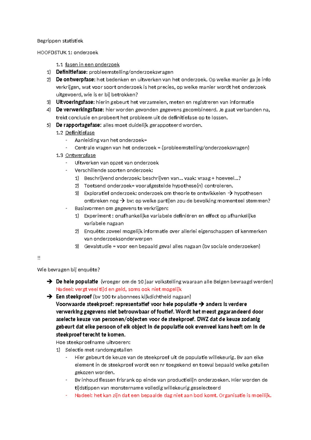 Statistiek HOOFDSTUK 1: Onderzoek en Methodologie Overzicht - Studocu