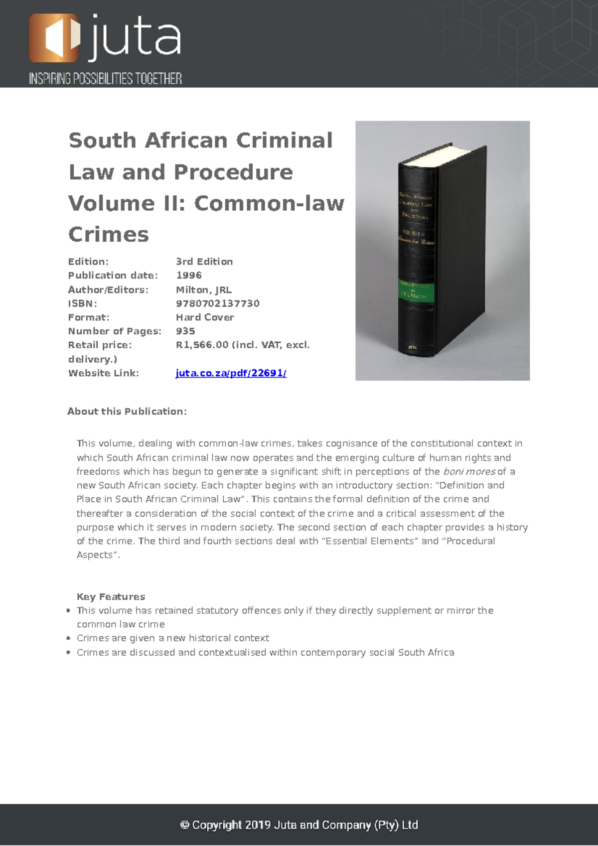 South African Criminal Law & Procedure II: Crimes Edition - Studocu